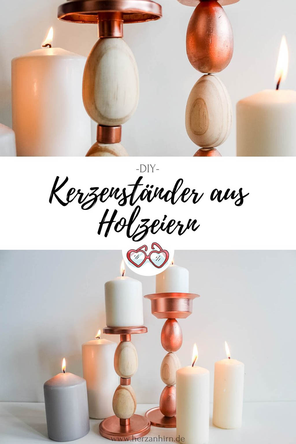 Kerzenständer aus Holzeiern Pinterest Grafik